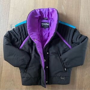 Retro Vintage Stylish White Stag Ski Snowboard Black Women ‘s Jacket (Size L)